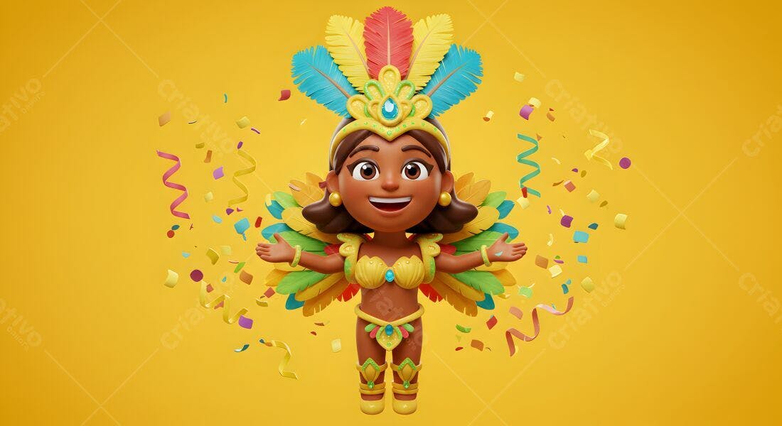 Menina fantasiada Carnaval cores vibrantes