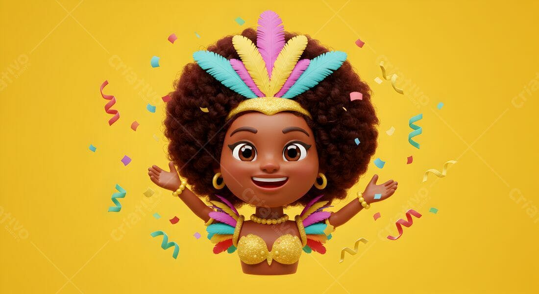 Menina negra em traje de carnaval
