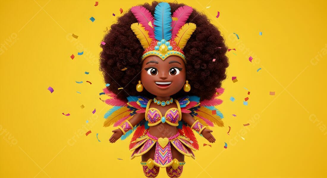 Menina fantasiada Carnaval cores vibrantes