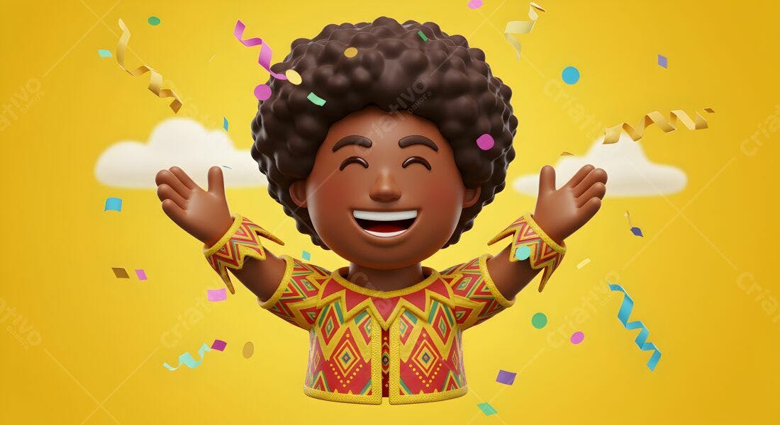 Menino feliz em festa com confetes