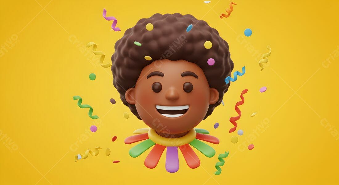 Menino feliz com confete e colar colorido