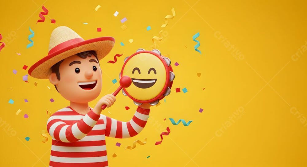 Emoji De Carnaval Em Fundo Amarelo