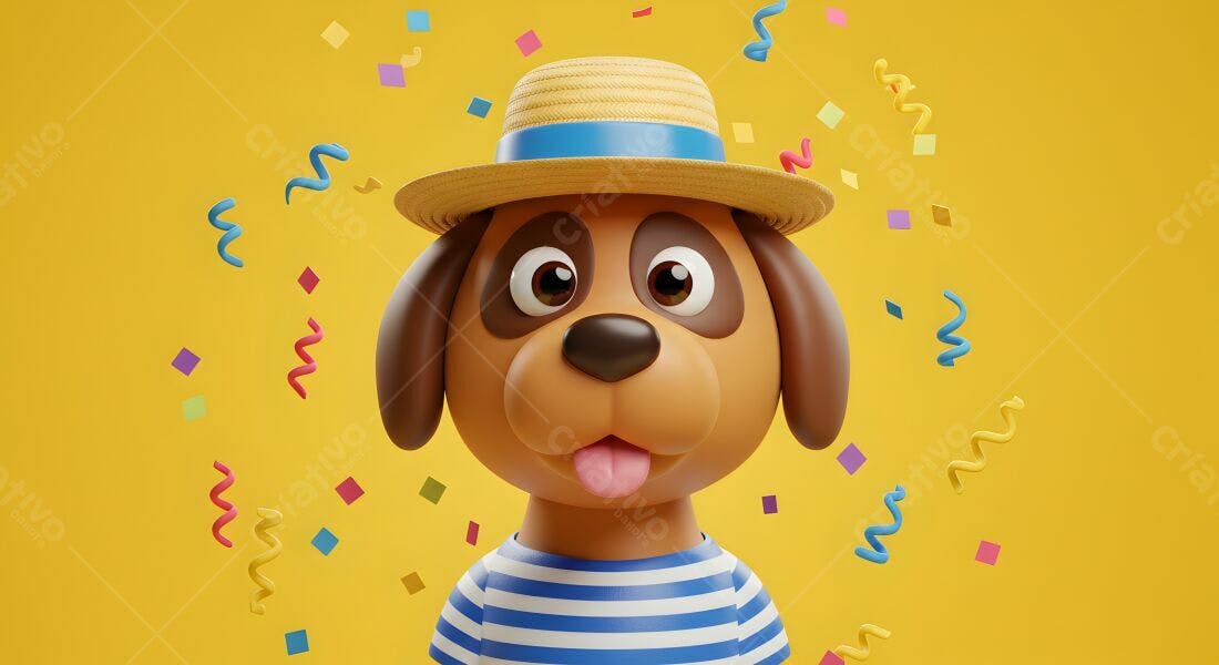 Cachorro fofo com chapéu de palha em festa