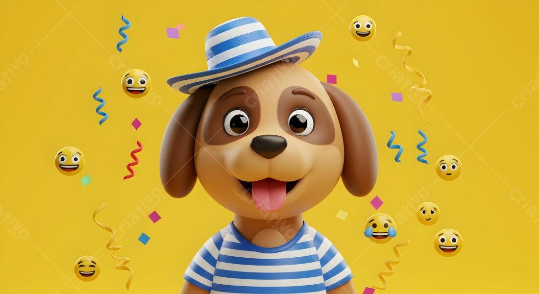 Cachorro feliz com chapéu festa