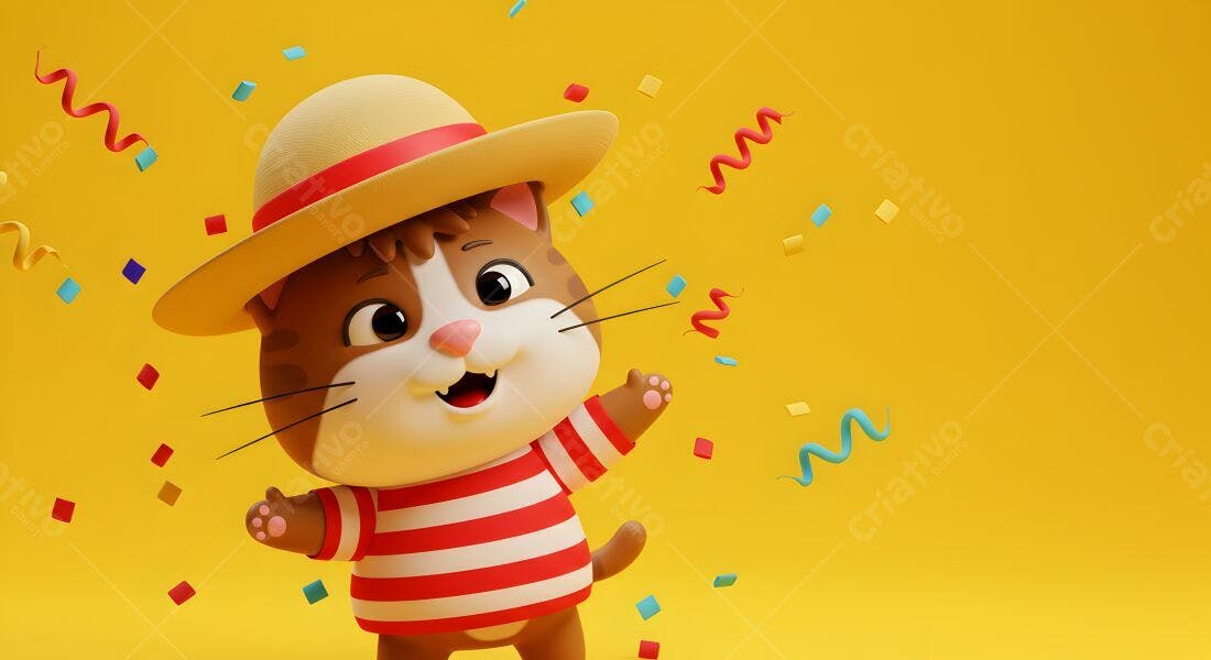 Gato animado chapéu festa