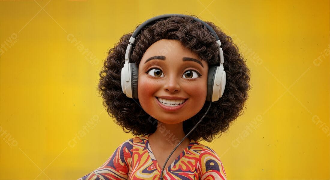 Menina feliz ouvindo música com fone de ouvido