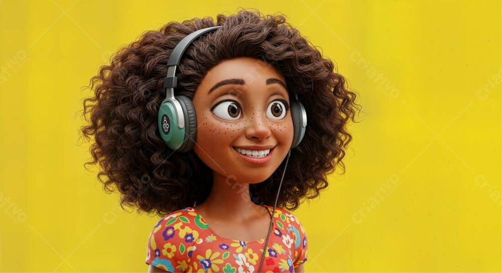 Personagem Escutando Musica Com Headphone