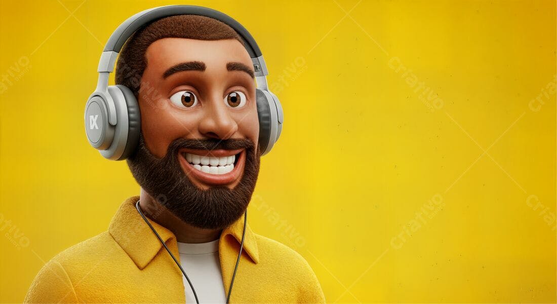 Homem negro sorrindo com fones de ouvido