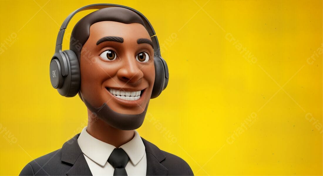 Avatar profissional com fone de ouvido