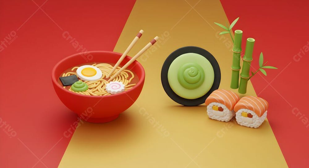 Sushi 3D Model Background