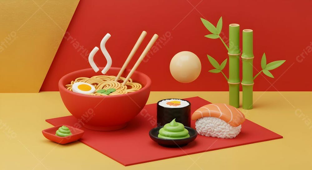 Sushi 3D Model Background