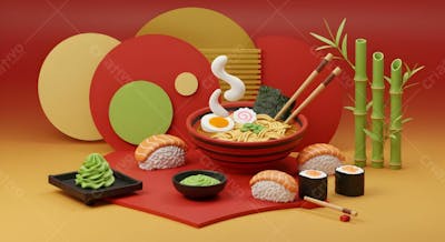 Sushi 3D Model Background