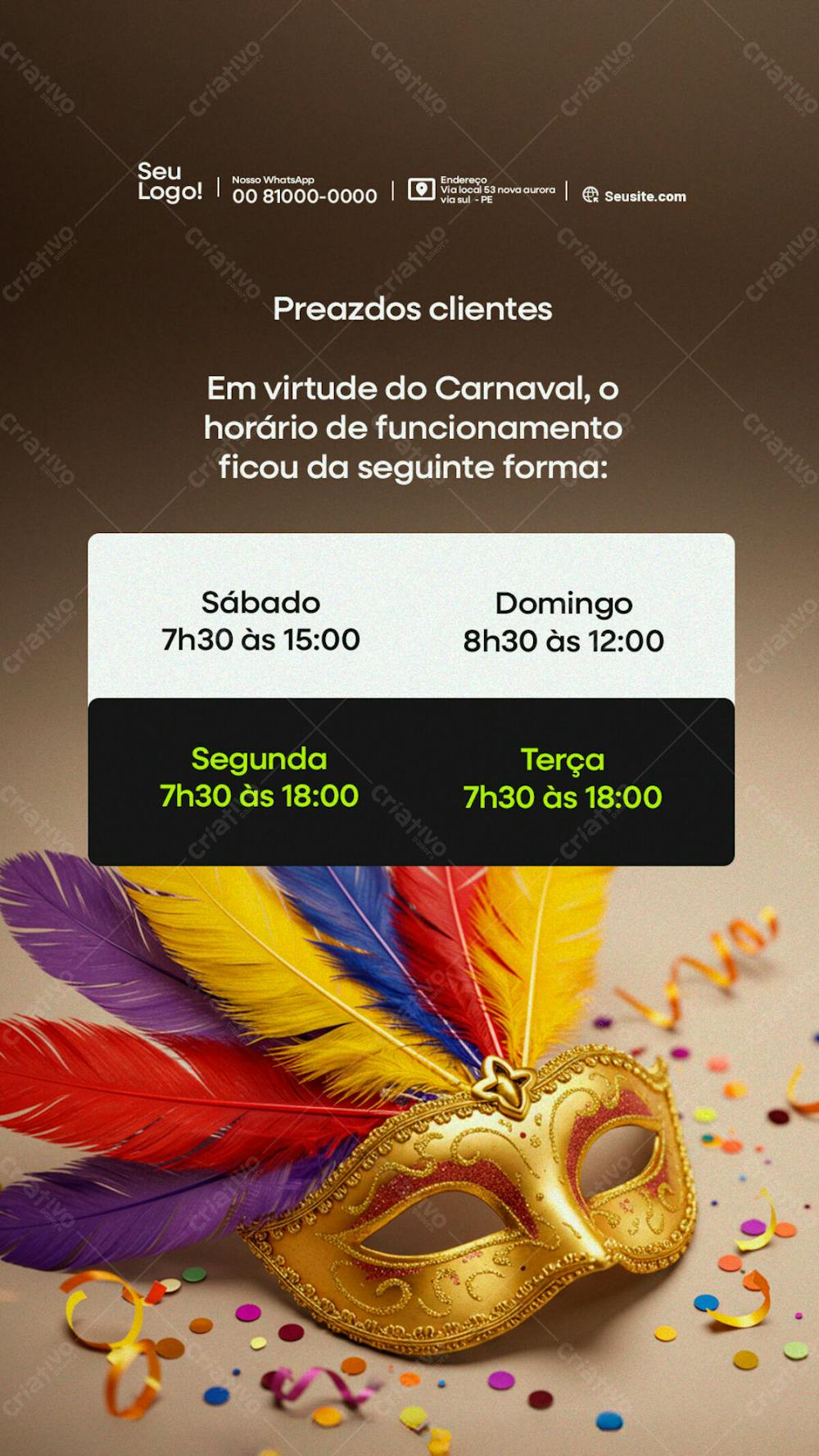 1 Horario De Atendimento Carnaval Psd Storys