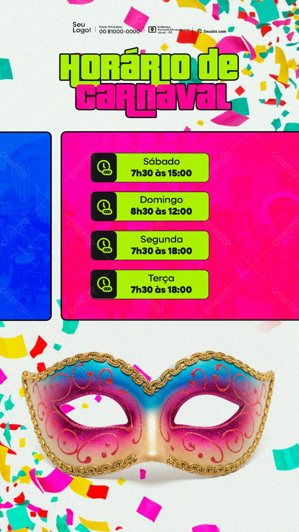 3 Horario De Atendimento Carnaval Psd Storys