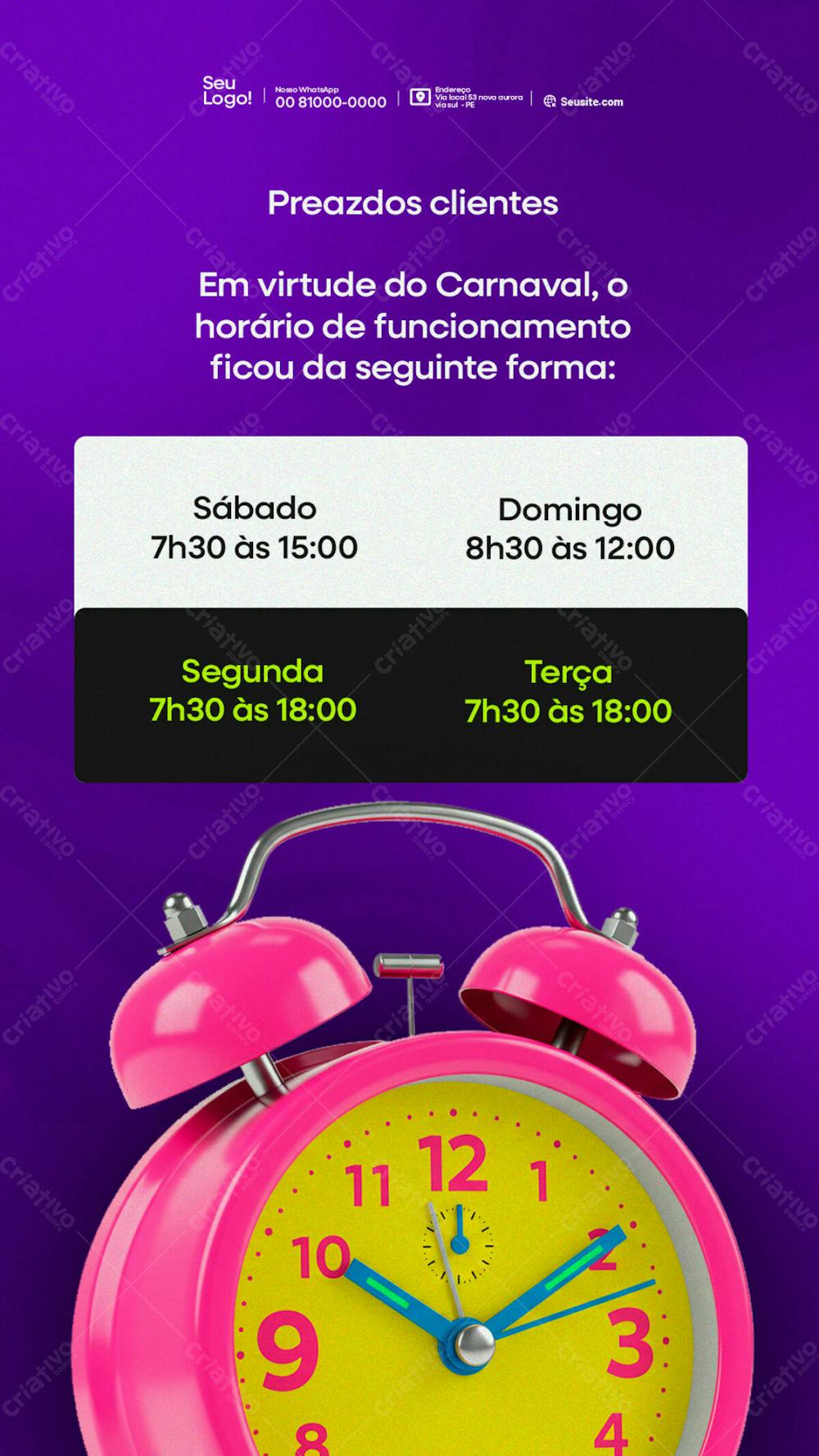 4 Horario De Atendimento Carnaval Psd Storys