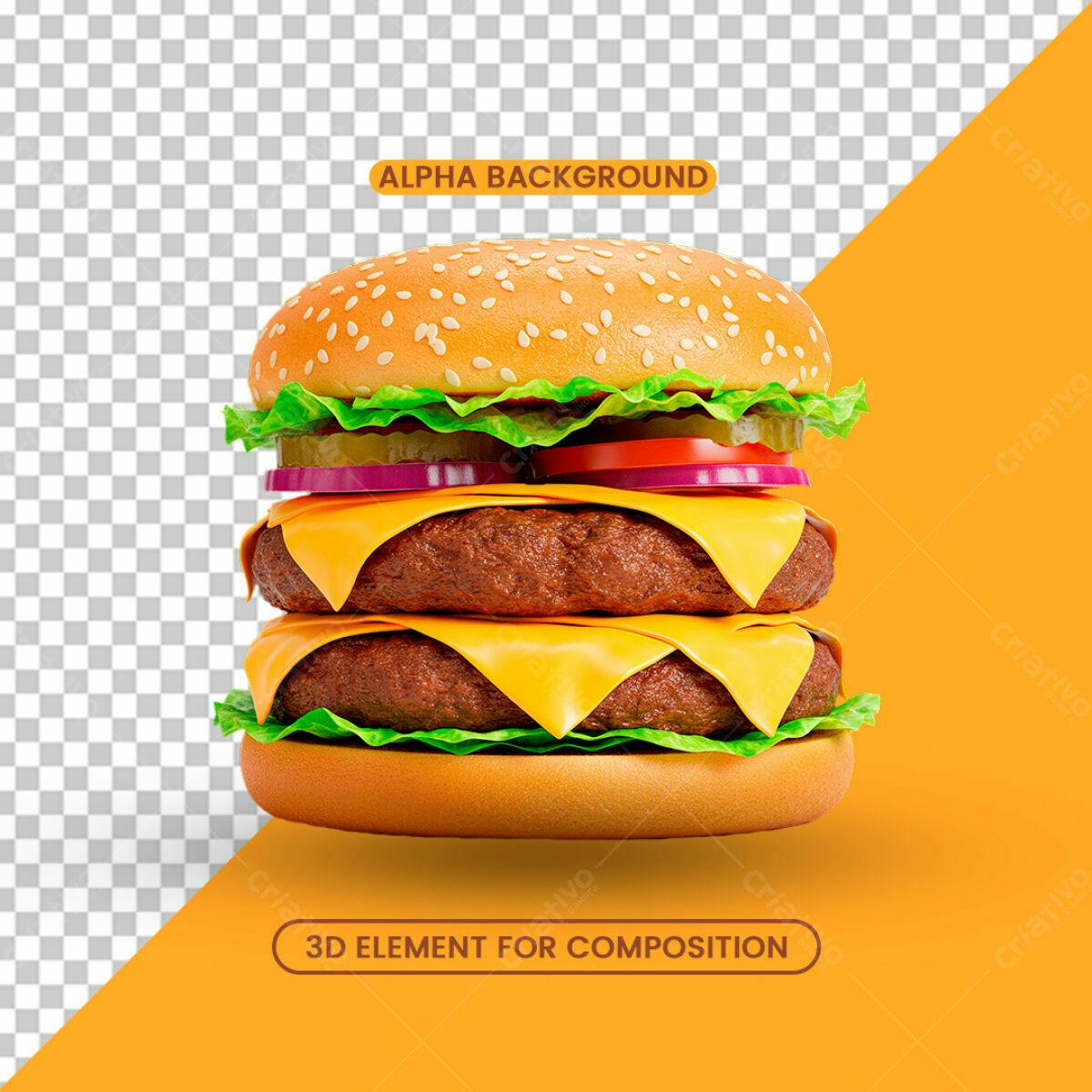 Psd Hambúrguer Duplo para Cardápio de Lanchonete PSD Editável