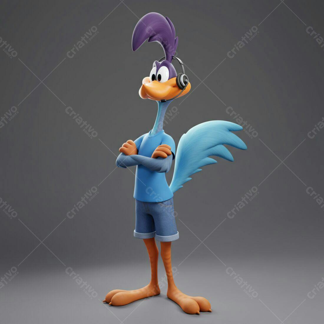 Coiote com fone de ouvido estilo 3D