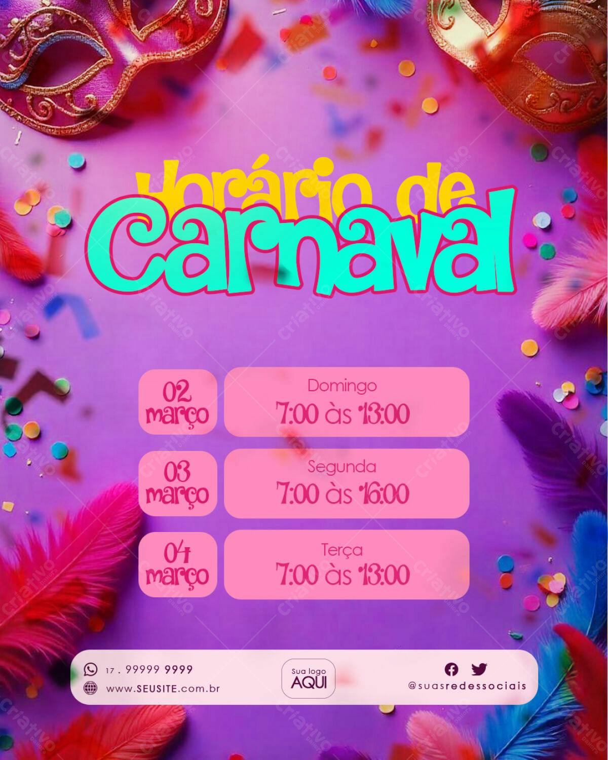 Flyer Carnaval 02 a 04 de Março PSD Editável