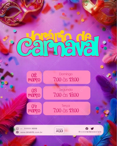 Flyer Carnaval 02 a 04 de Março PSD Editável