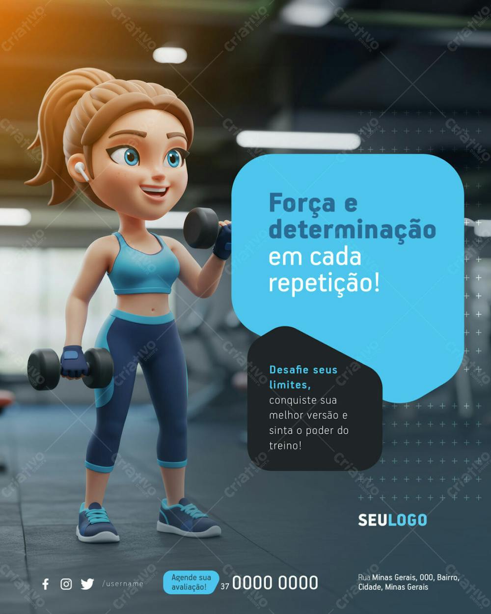 Psd Editável Academia Personal Fitness Crossfit Força E Determinação 02 25