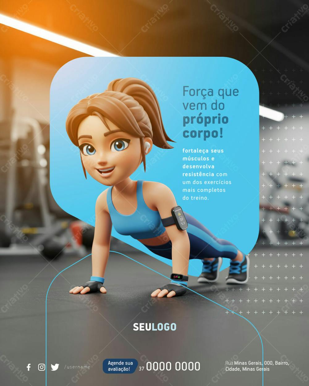 Psd Editável Academia Personal Fitness Crossfit Força Que Vem Do Próprio Corpo 02 25