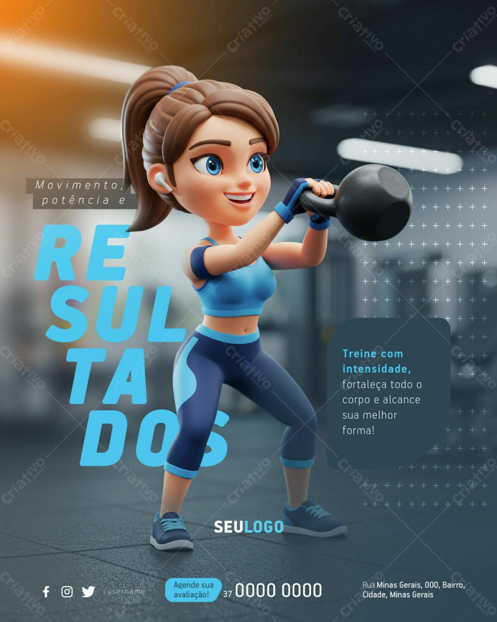 Psd Editável Academia Personal Fitness Crossfit Movimento E Potência 02 25