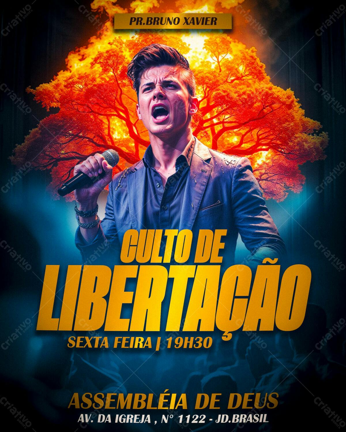 Flyer para Culto de Libertação PSD Editável