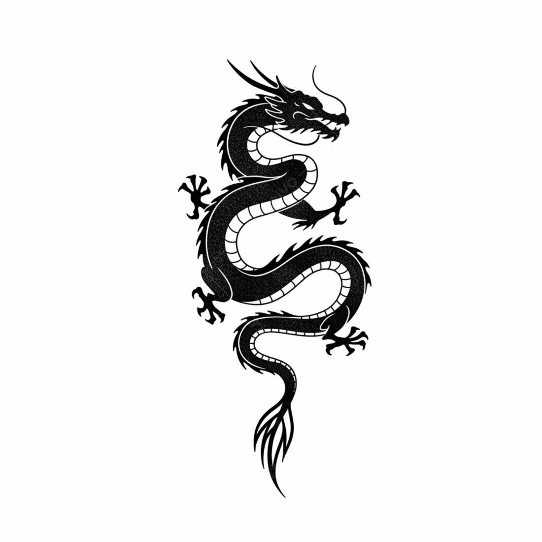 Dragão Chinês preto estilo vintage