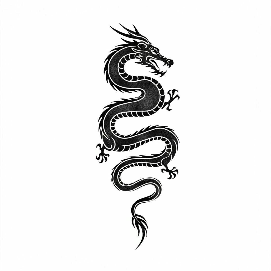Dragão Chinês Preto e Branco Ilustração