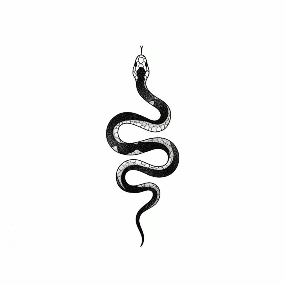 Cobra em desenho preto e branco