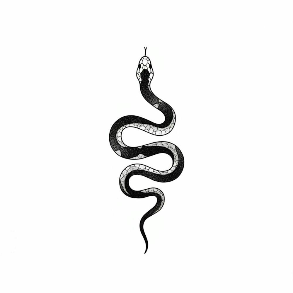 Tatuagem De Serpente Minimalista Na Cor Preta Em Um Fundo Branco