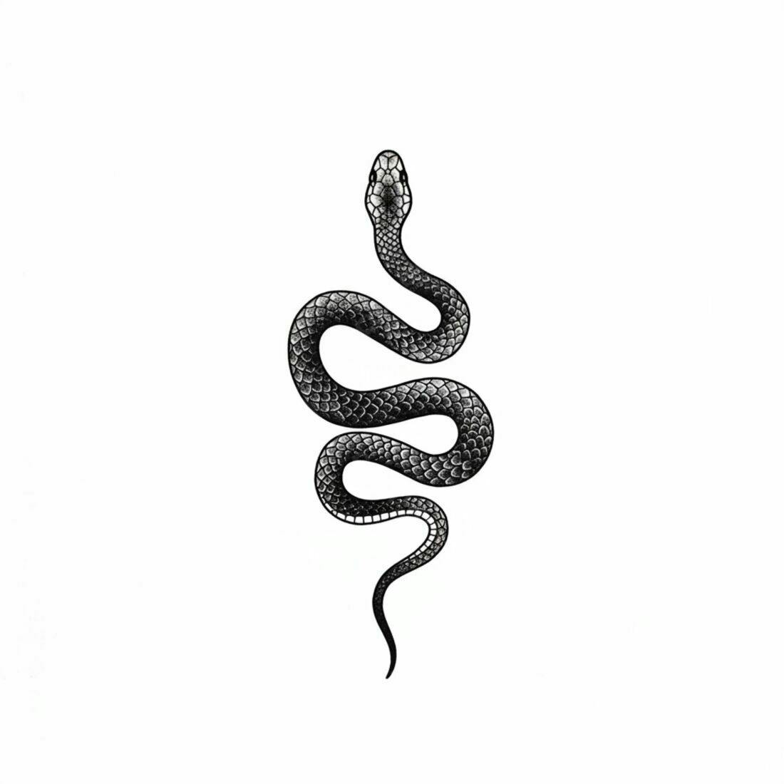 Cobra Negra Enrolada Ilustração