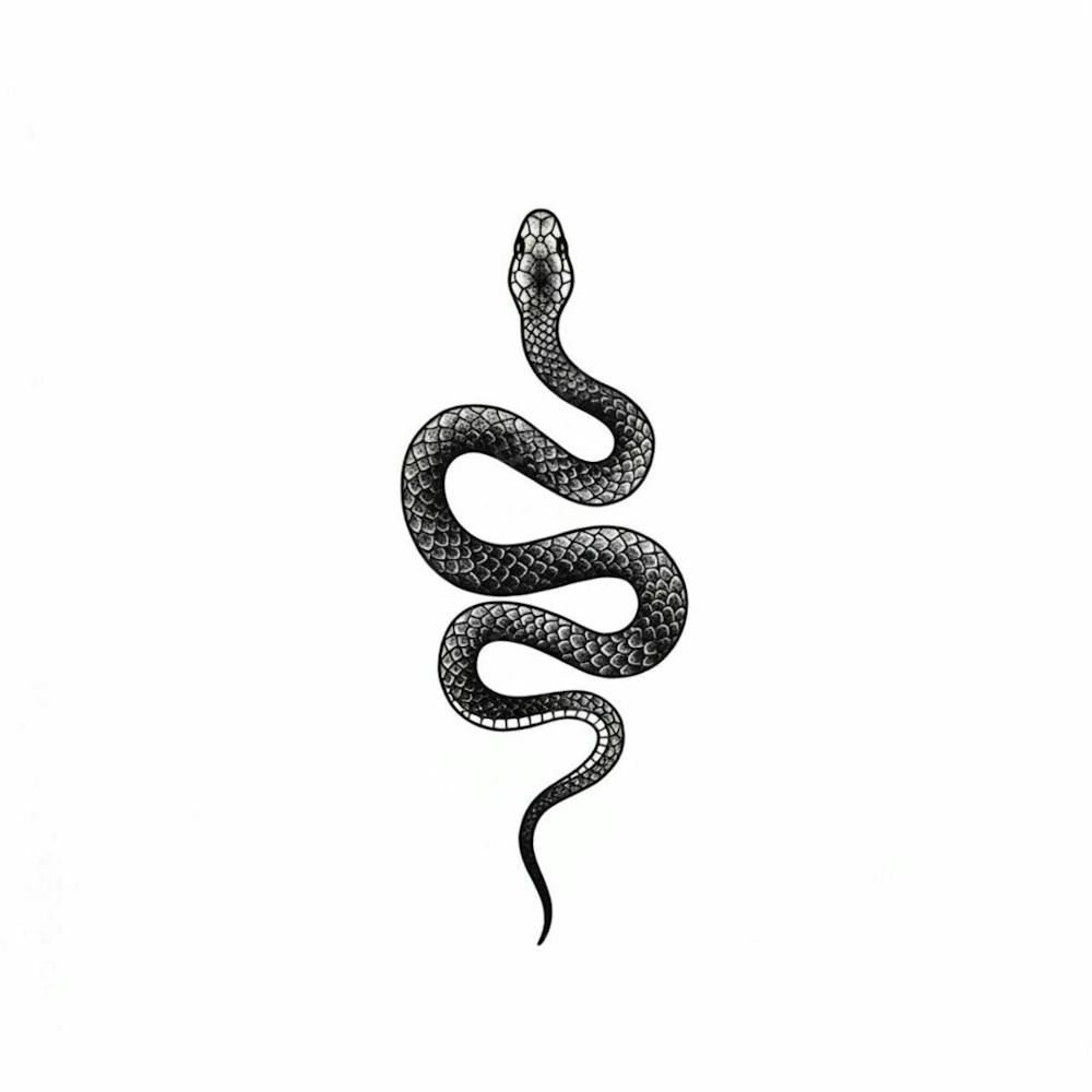 Tatuagem De Serpente Minimalista Na Cor Preta Em Um Fundo Branco V.2