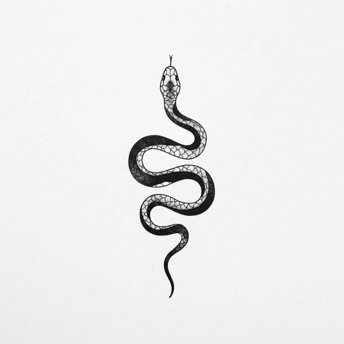 Cobra em desenho preto e branco