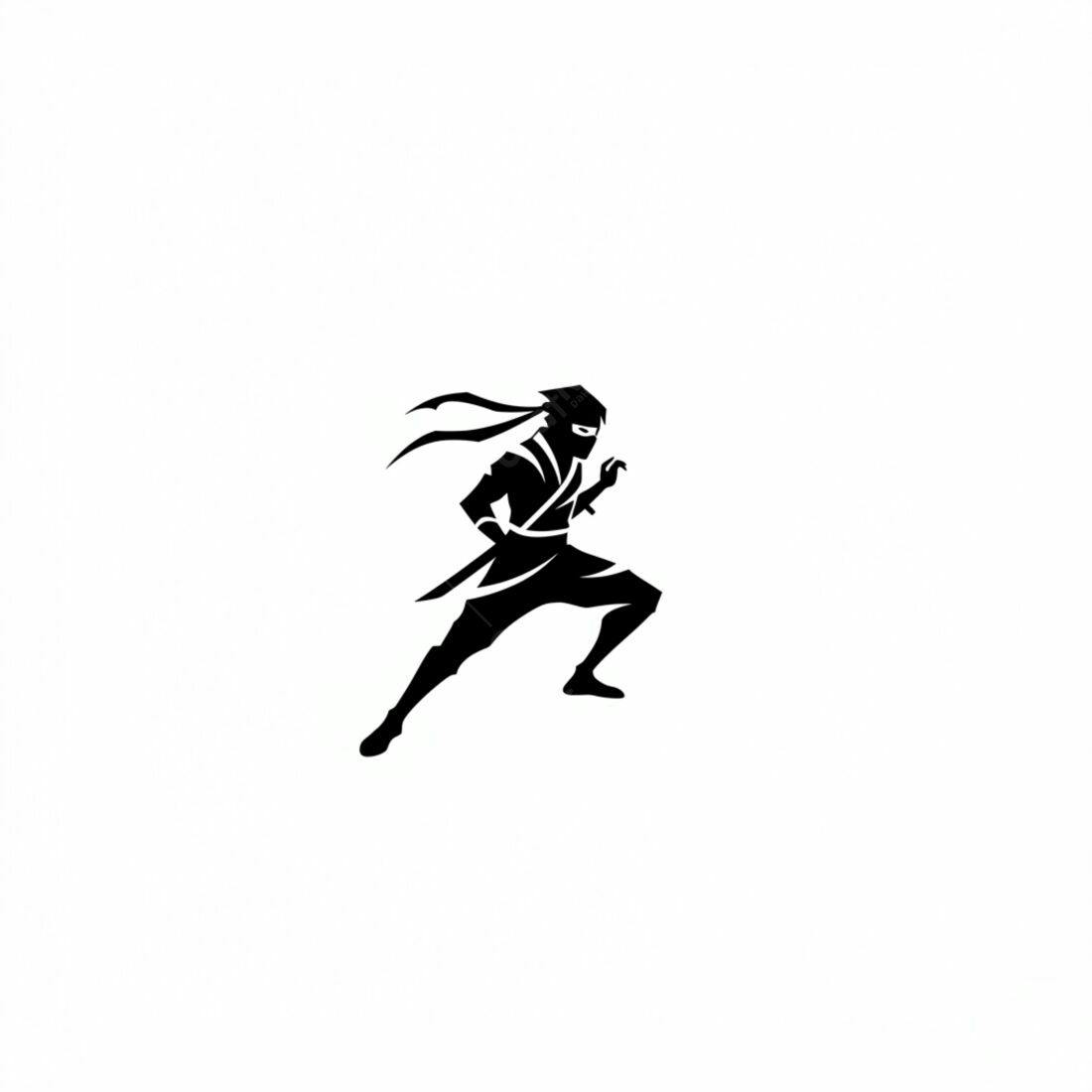 Ninja em movimento estilo silueta