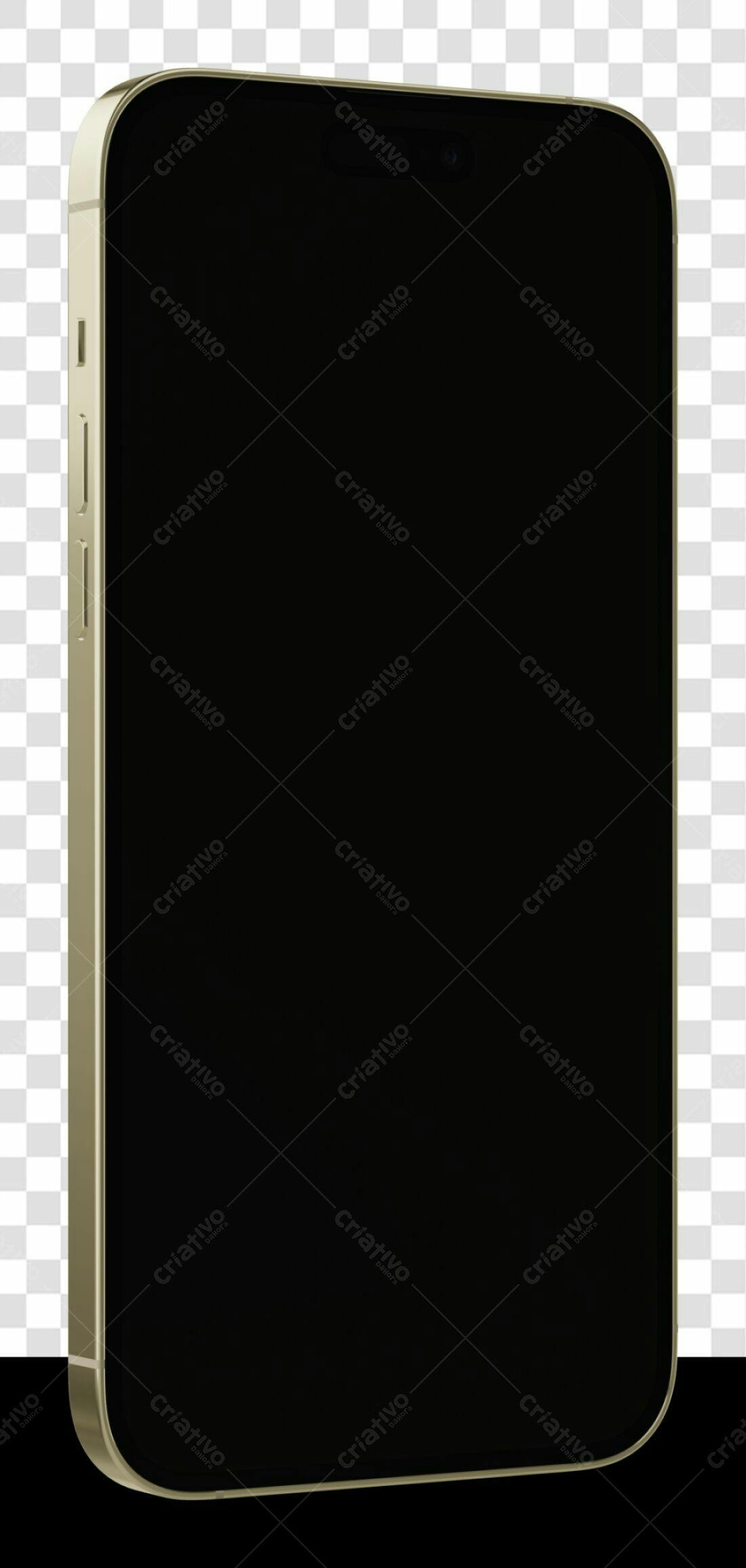 Mockup de Smartphone Dourado PNG com fundo transparente