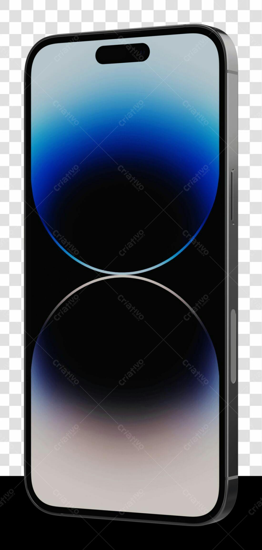 Mockup Smartphone Tela Azul PNG com fundo transparente
