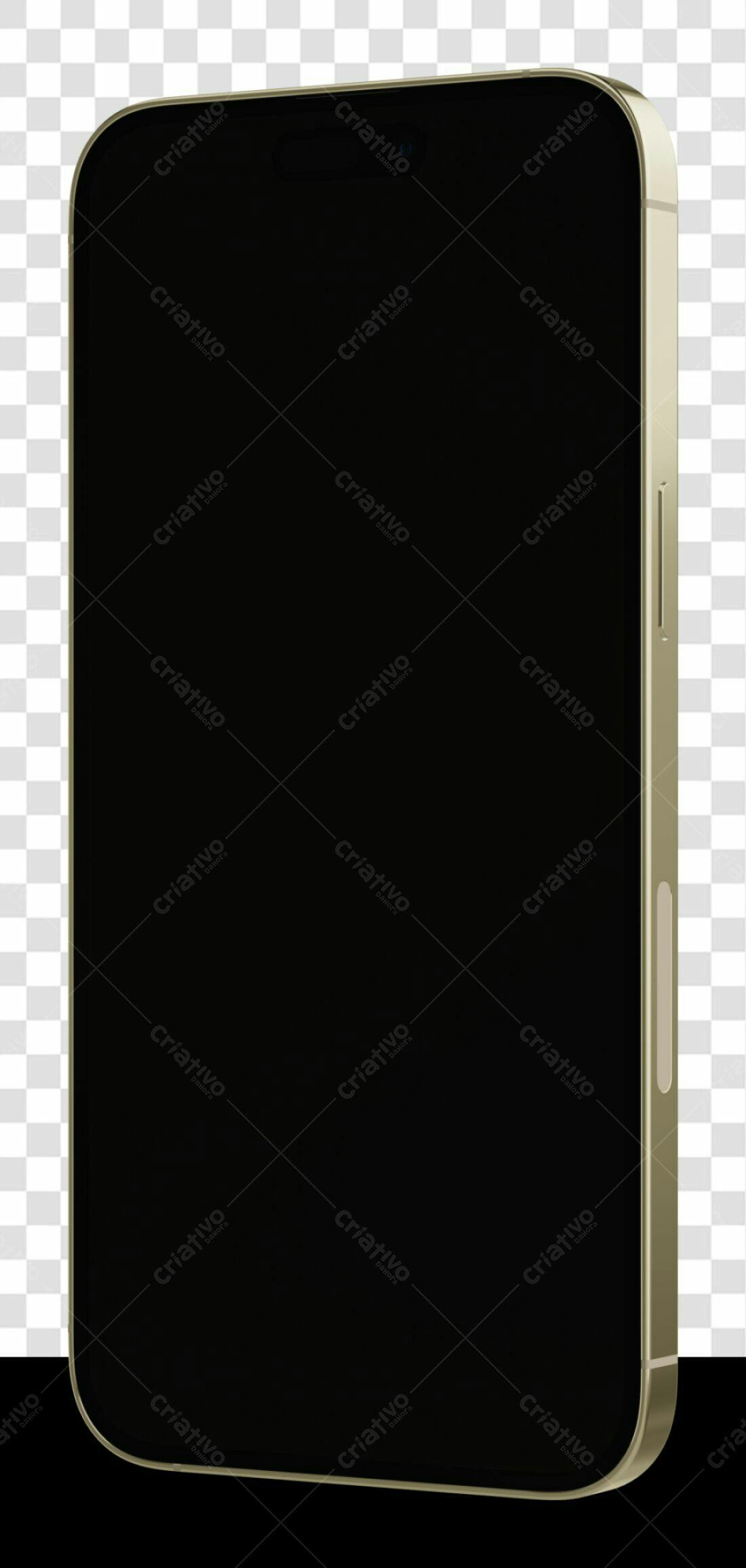 Mockup Smartphone Dourado PNG com fundo transparente