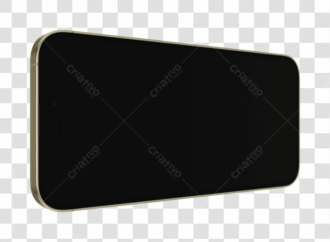 Mockup Smartphone Preto Dourado PNG com fundo transparente