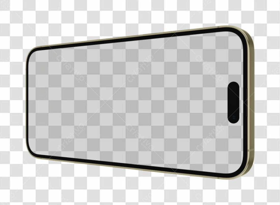 Mockup Smartphone Dourado PNG com fundo transparente