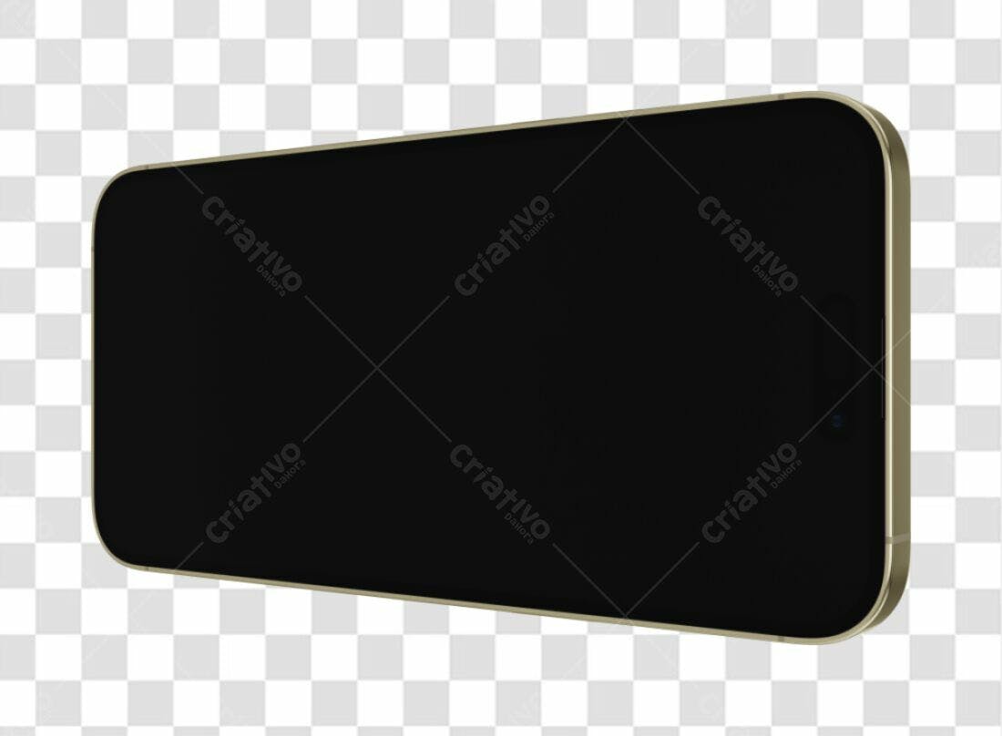 Mockup Celular Preto e Dourado PNG com fundo transparente