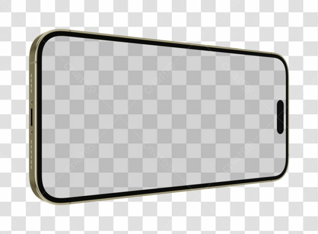 Mockup Smartphone Dourado PNG com fundo transparente