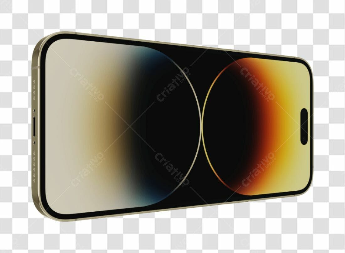Mockup Smartphone dourado PNG com fundo transparente