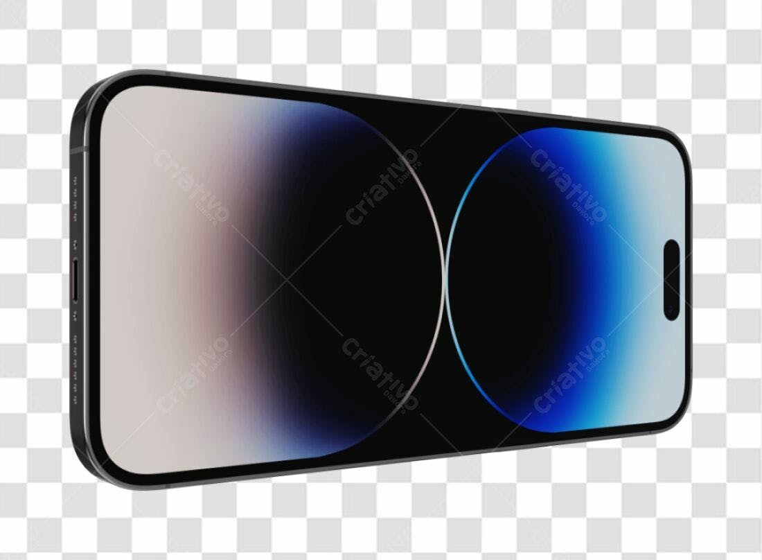 Mockup iPhone tela escura PNG com fundo transparente