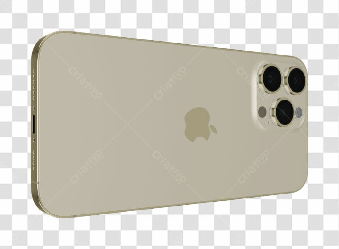Mockup iPhone Dourado PNG com fundo transparente