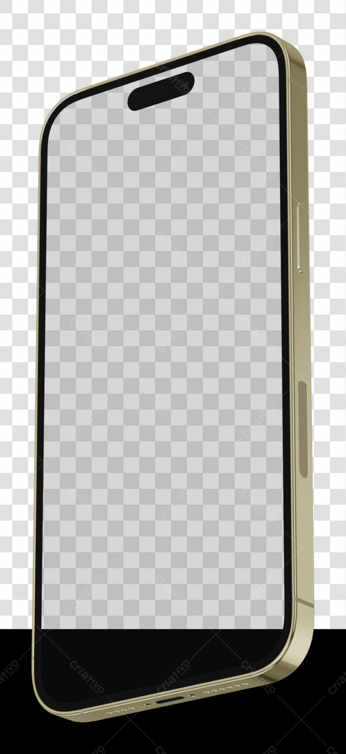 Mockup Smartphone Dourado PNG com fundo transparente