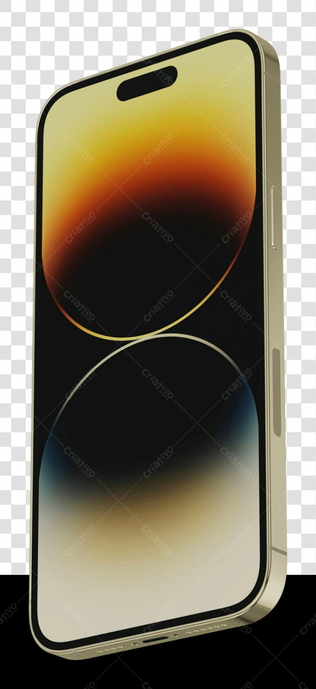 Mockup iPhone dourado PNG com fundo transparente