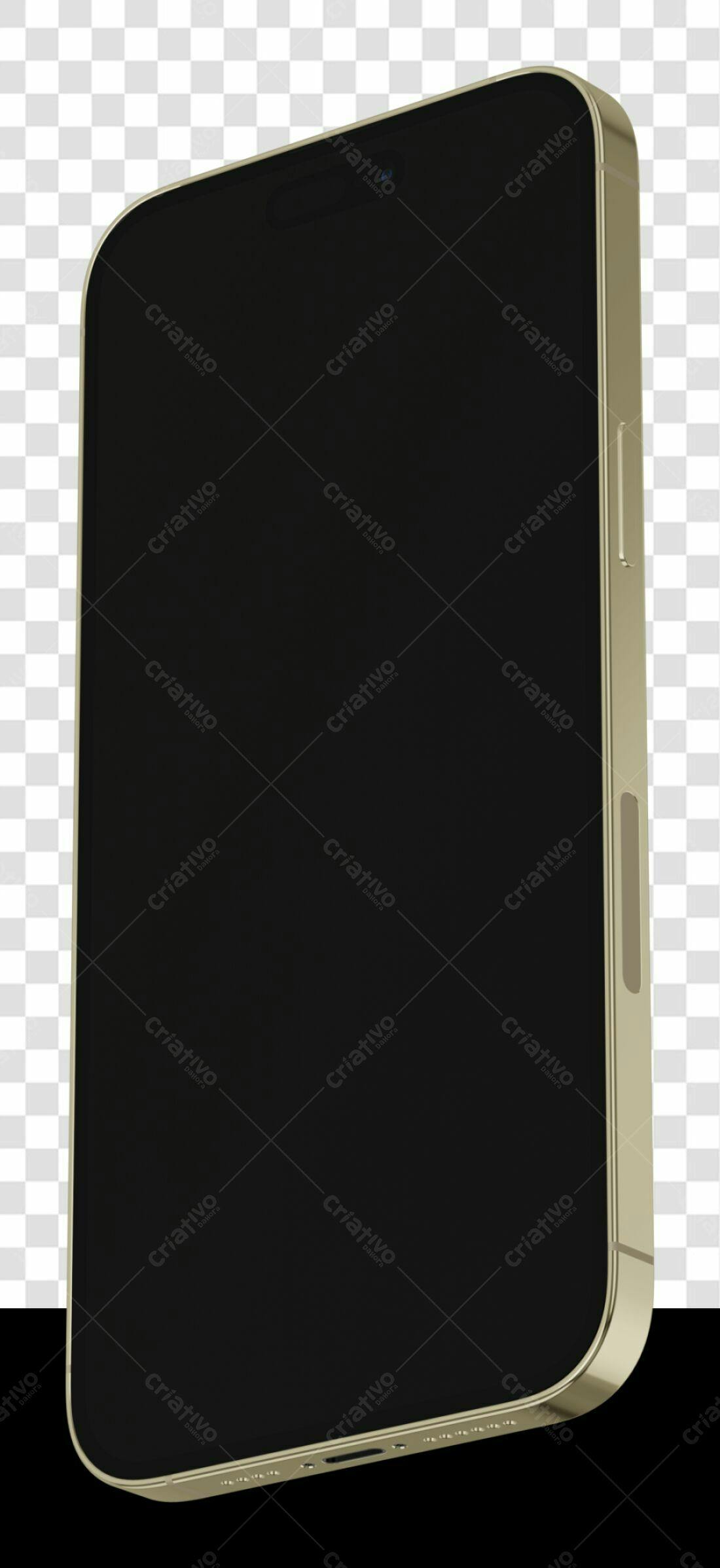 Mockup Smartphone Dourado PNG com fundo transparente
