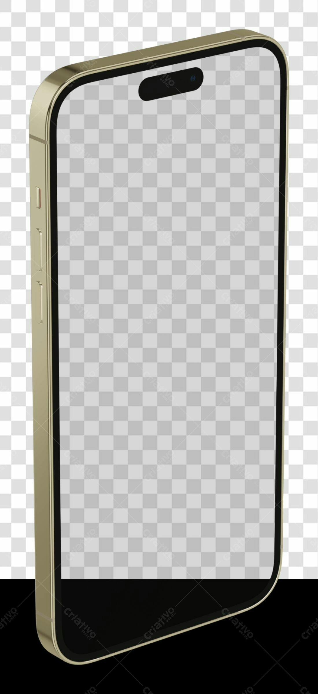 Mockup Celular Dourado PNG com fundo transparente
