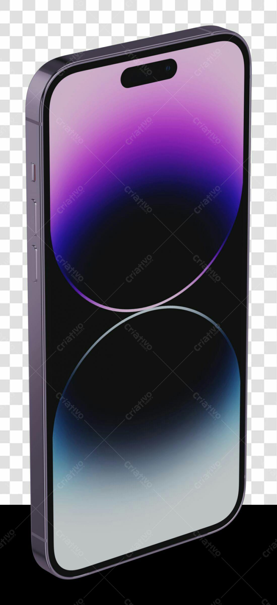Mockup Smartphone Tela Roxa PNG com fundo transparente